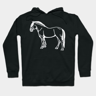 white horse line art Hoodie